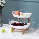 Fruit Bowl with 2/3 Level Wooden Support