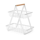 Modern Fruit Bowl with 2 Baskets and Wooden Handle