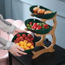 Fruit Bowl with 2/3 Level Wooden Support